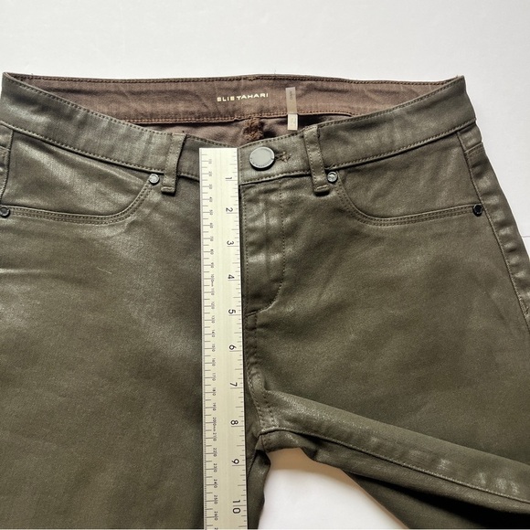 Elie Tahari Azella Pants Brown Skinny Leg Waxed Mid Rise Ankle Jeans Trousers 4 - Picture 7 of 14